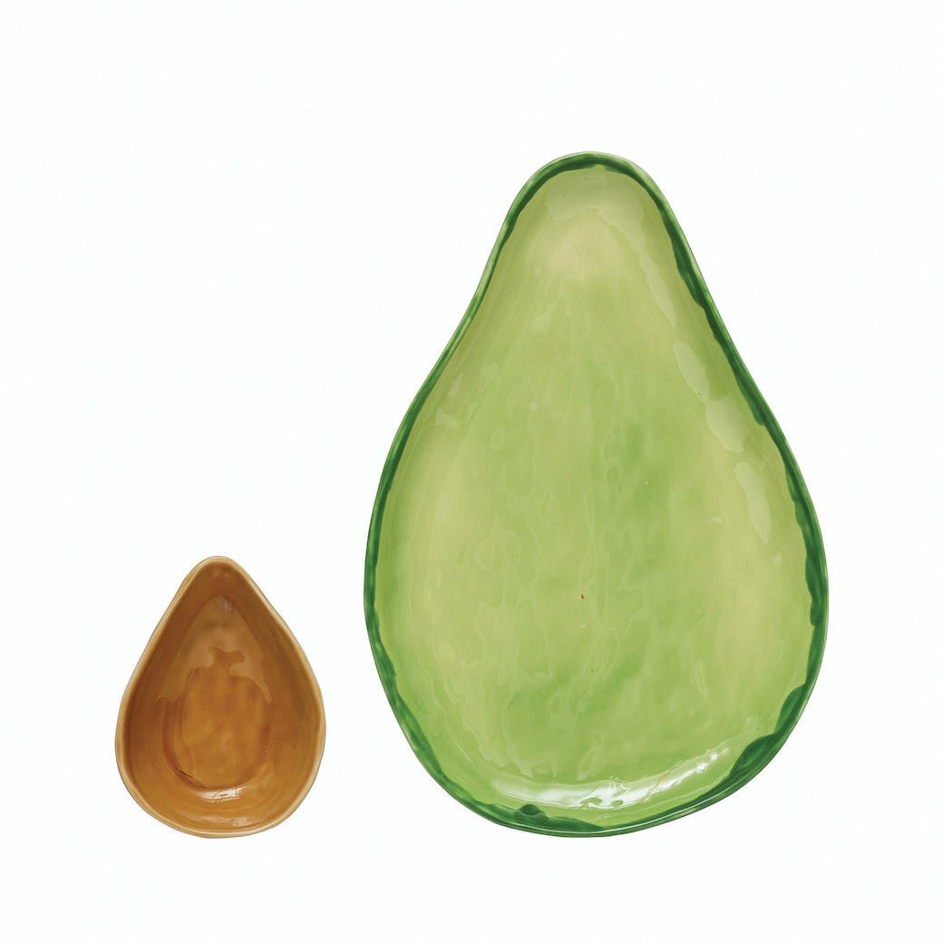 Stoneware Avocado Plate with Pit Bowl - Marmalade Mercantile