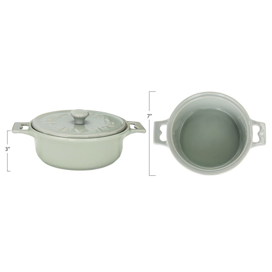Stoneware Brie Baker with Lid and Spreader CHOICE of Color White or Gray - Marmalade Mercantile