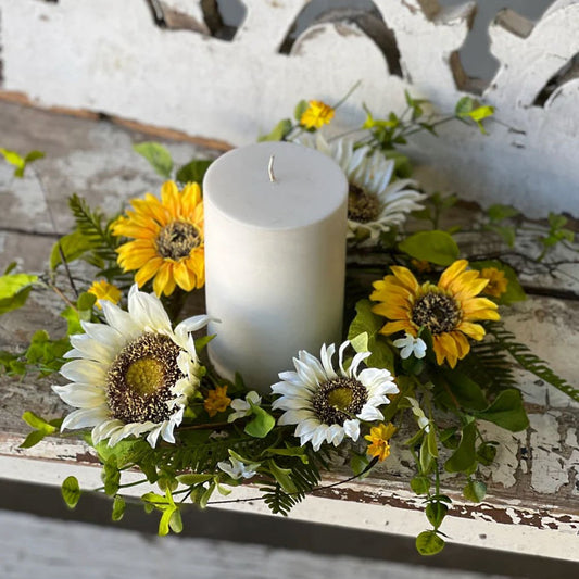 Summer Summit Sunflower Candle Ring or Petite Wreath - Marmalade Mercantile