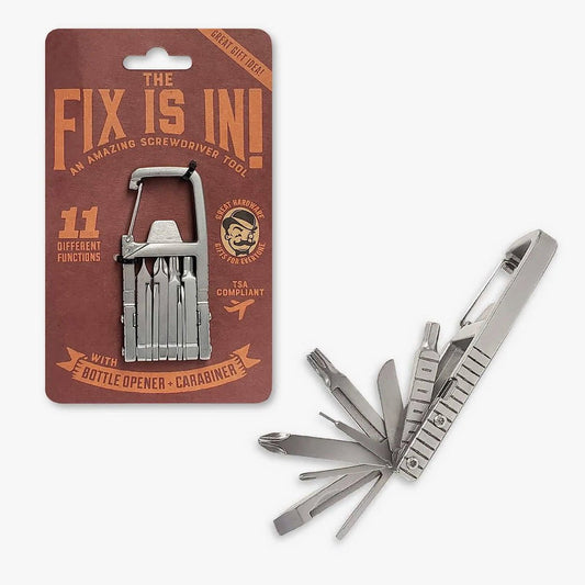 The Fix is In 11-Function Multi-Tool w Carabiner Clip & Bottle Opener - Marmalade Mercantile