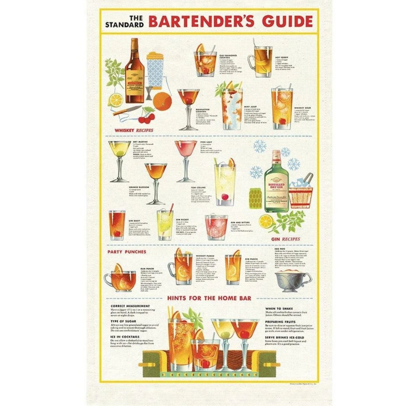 The Standard Bartender's Guide Kitchen Tea Towel - Marmalade Mercantile
