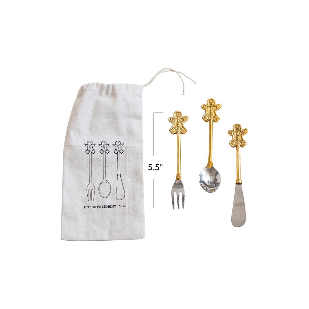 Three-Piece Gingerbread Man Condiment Cutlery Set - Marmalade Mercantile