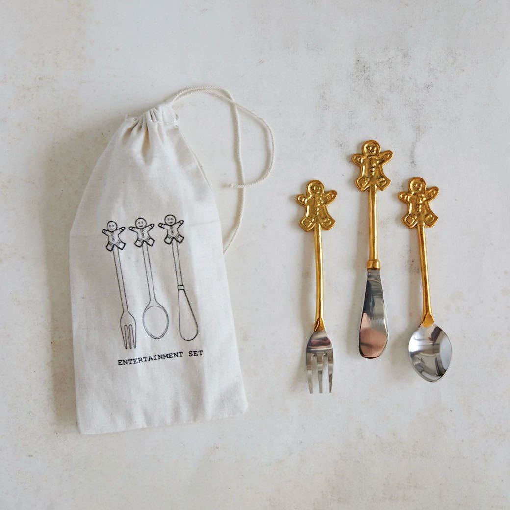 Three-Piece Gingerbread Man Condiment Cutlery Set - Marmalade Mercantile