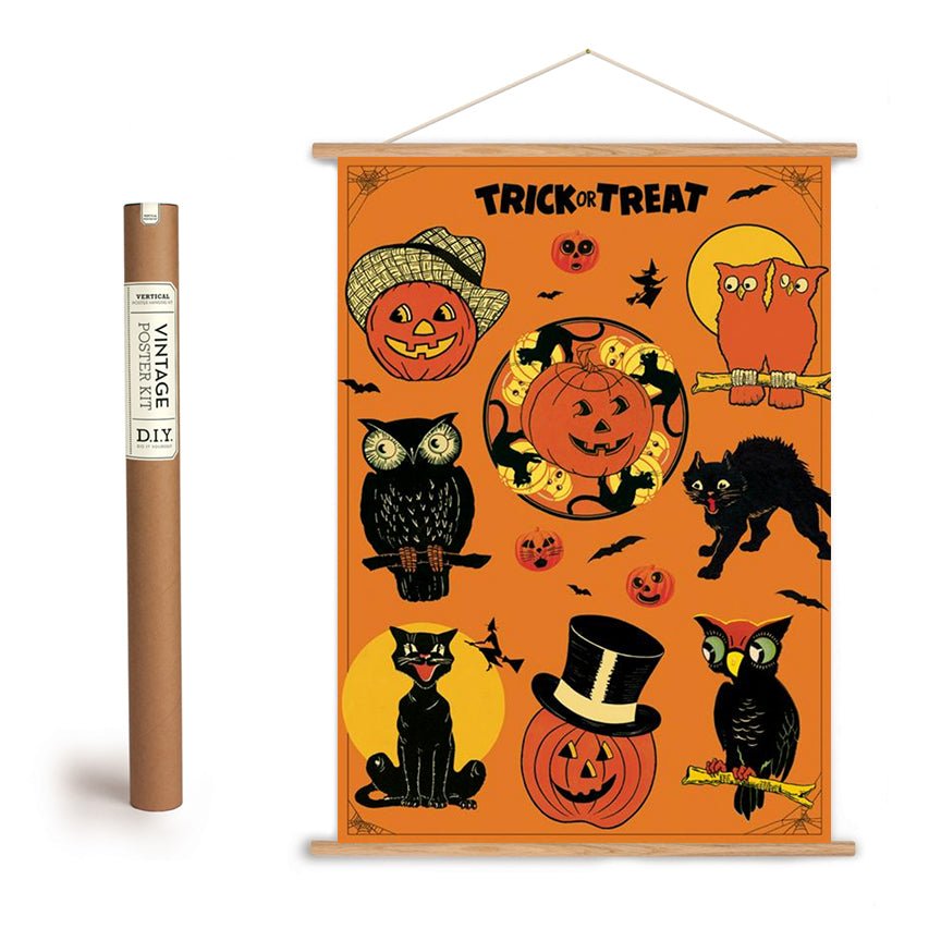Trick or Treat Vintage-Style Halloween Art Poster + Hanging Kit - Marmalade Mercantile