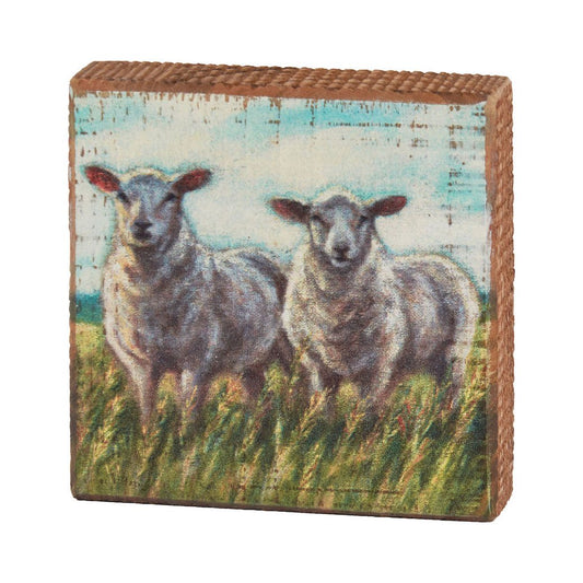 Two Country Sheep Rustic Block Sign - Marmalade Mercantile