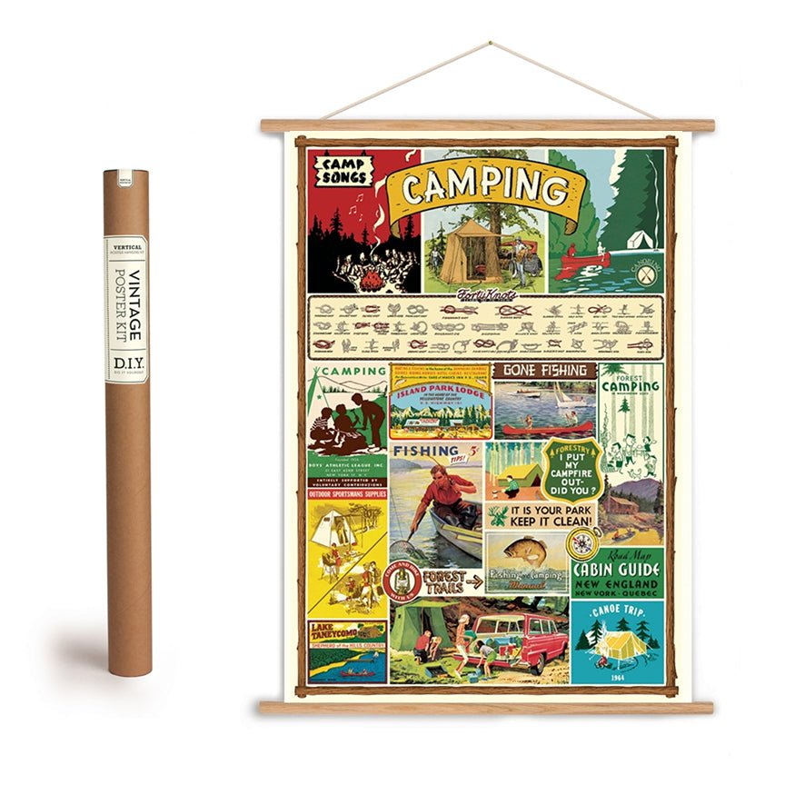 Vintage Camping Art Poster + Hanging Kit - Marmalade Mercantile
