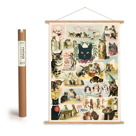 Vintage Cat Collage Poster + Hanging Kit - Marmalade Mercantile