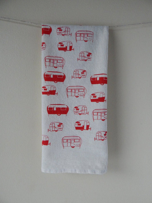 Vintage Red Travel Trailers Flour Sack Tea Towel - Marmalade Mercantile
