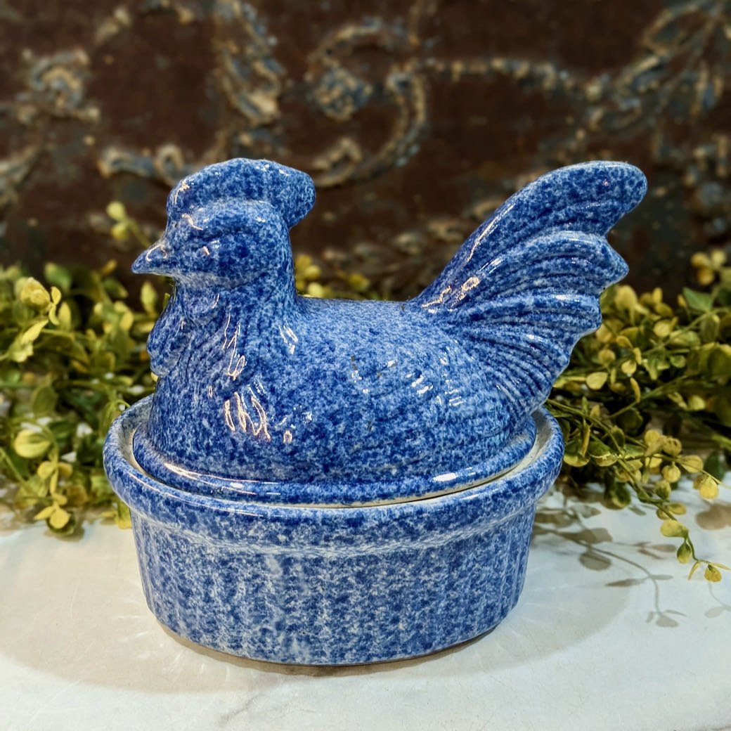 Vintage Stoneware Sponged Spatterware Hen on Nest - Marmalade Mercantile