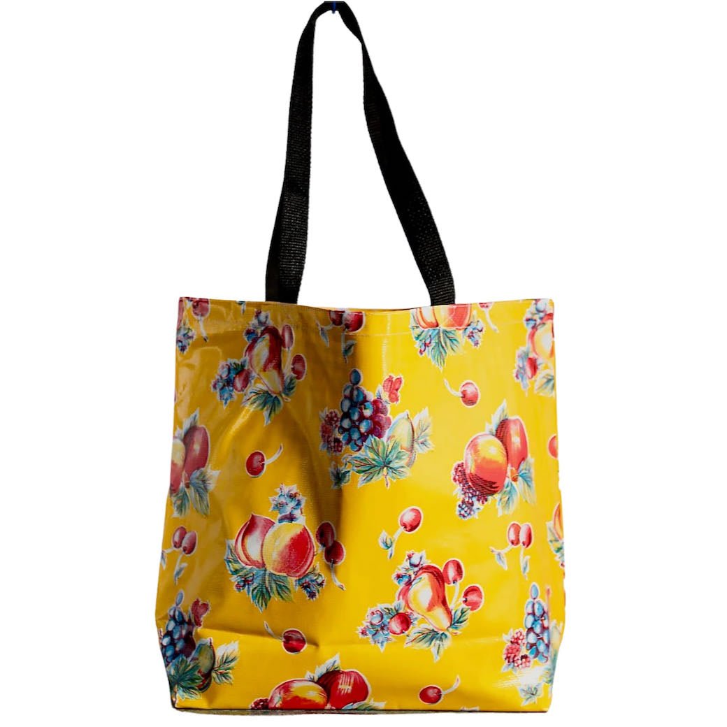 Vintage-Style Apples & Pears Large Oilcloth Market Tote - Marmalade Mercantile
