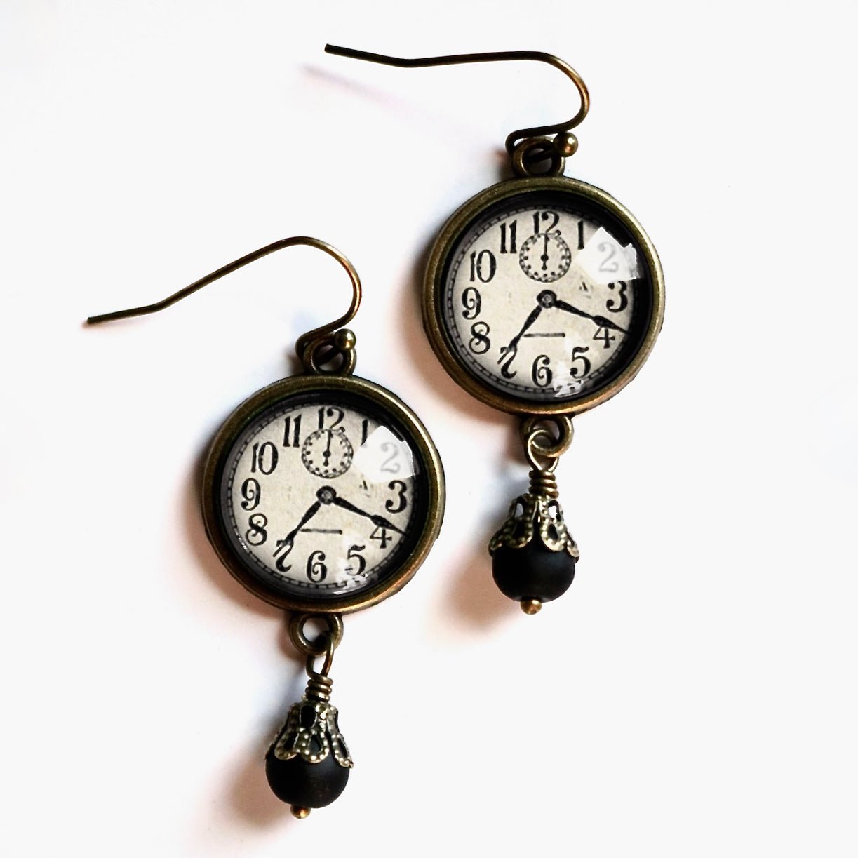 Vintage-Style Cottage Core Edwardian Clock Face Earrings for Pierced Ears - Marmalade Mercantile