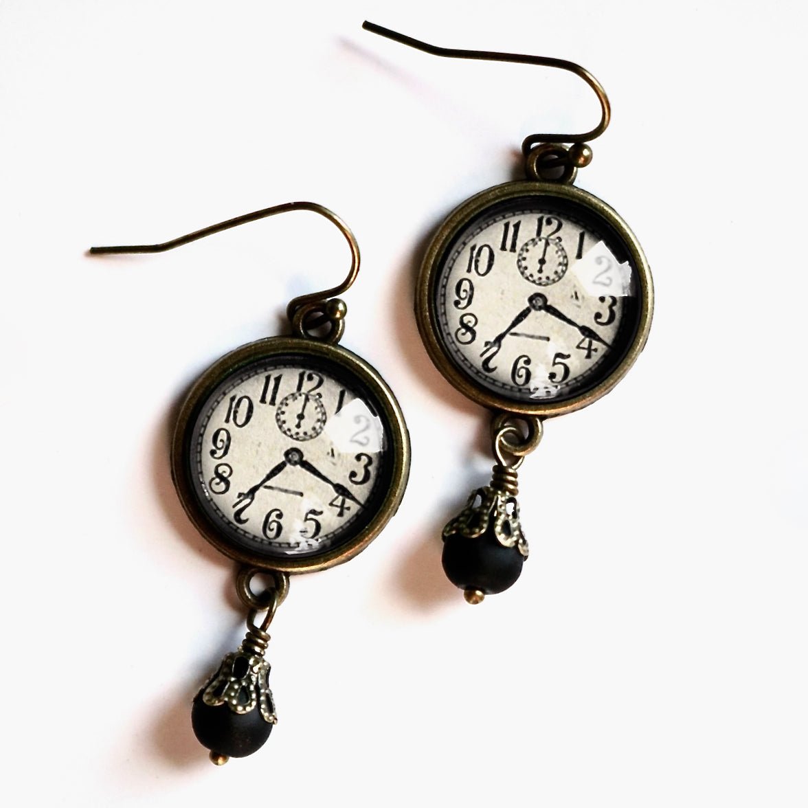 Vintage-Style Cottage Core Edwardian Clock Face Earrings for Pierced Ears - Marmalade Mercantile