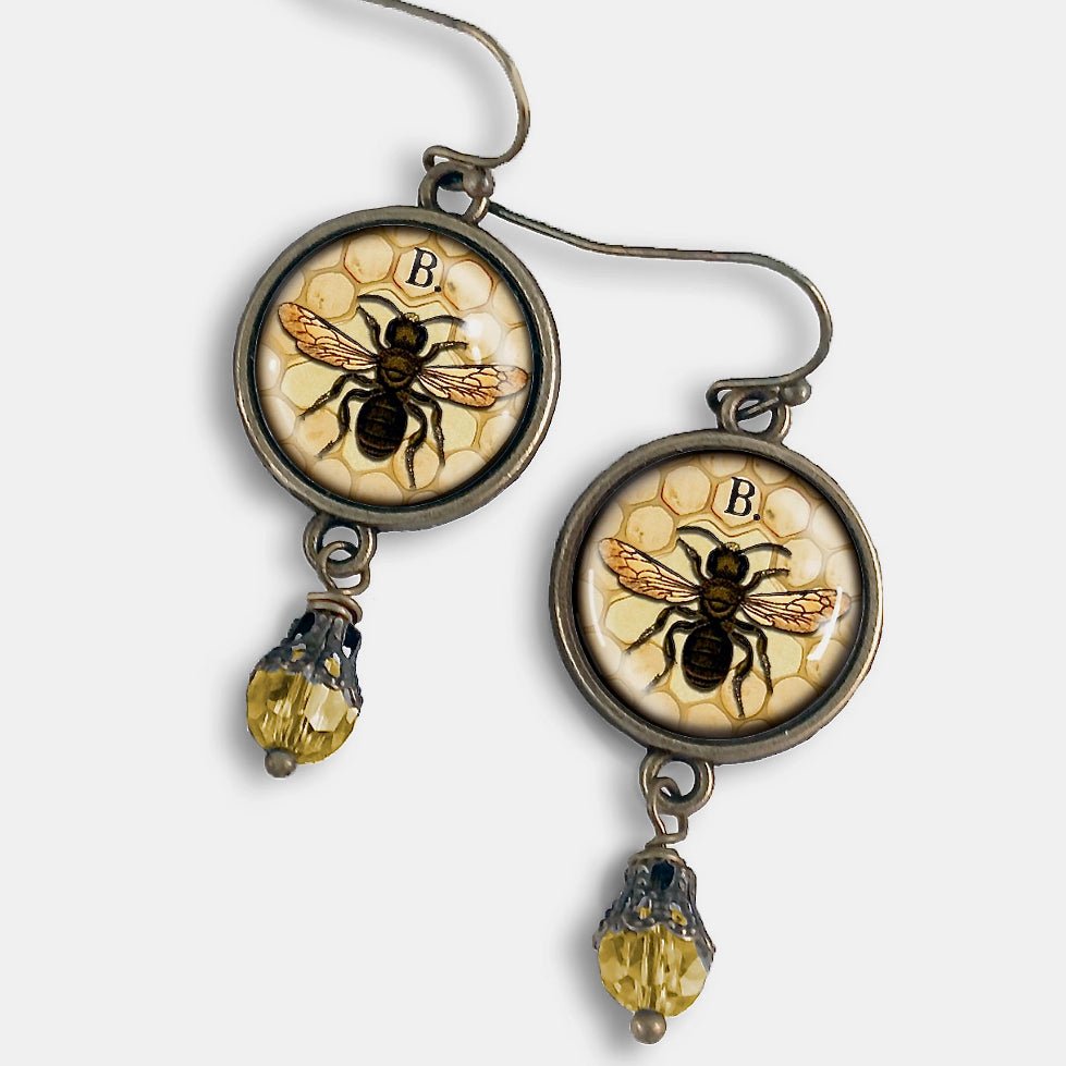 Vintage-Style Cottage Core Honeybee Earrings for Pierced Ears - Marmalade Mercantile