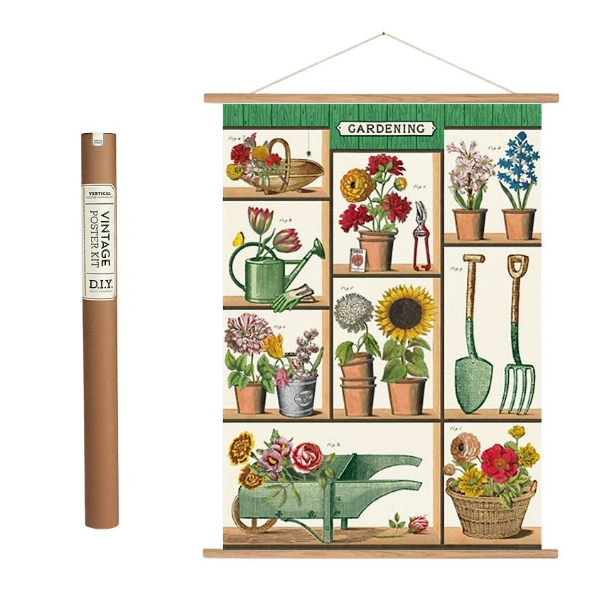 Vintage-Style Gardening Art Poster + Hanging Kit - Marmalade Mercantile