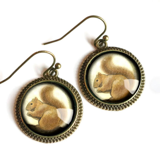 Vintage-Style Hand-made Cottage Core Squirrel Earrings Pierced Ears - Marmalade Mercantile