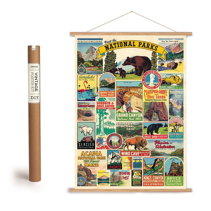 Vintage Style National Parks Art Poster + Hanging Kit - Marmalade Mercantile