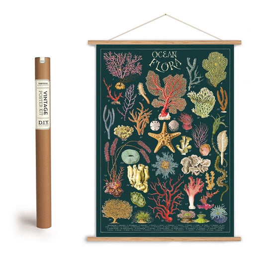 Vintage-Style Ocean Flora Art Poster + Hanging Kit - Marmalade Mercantile