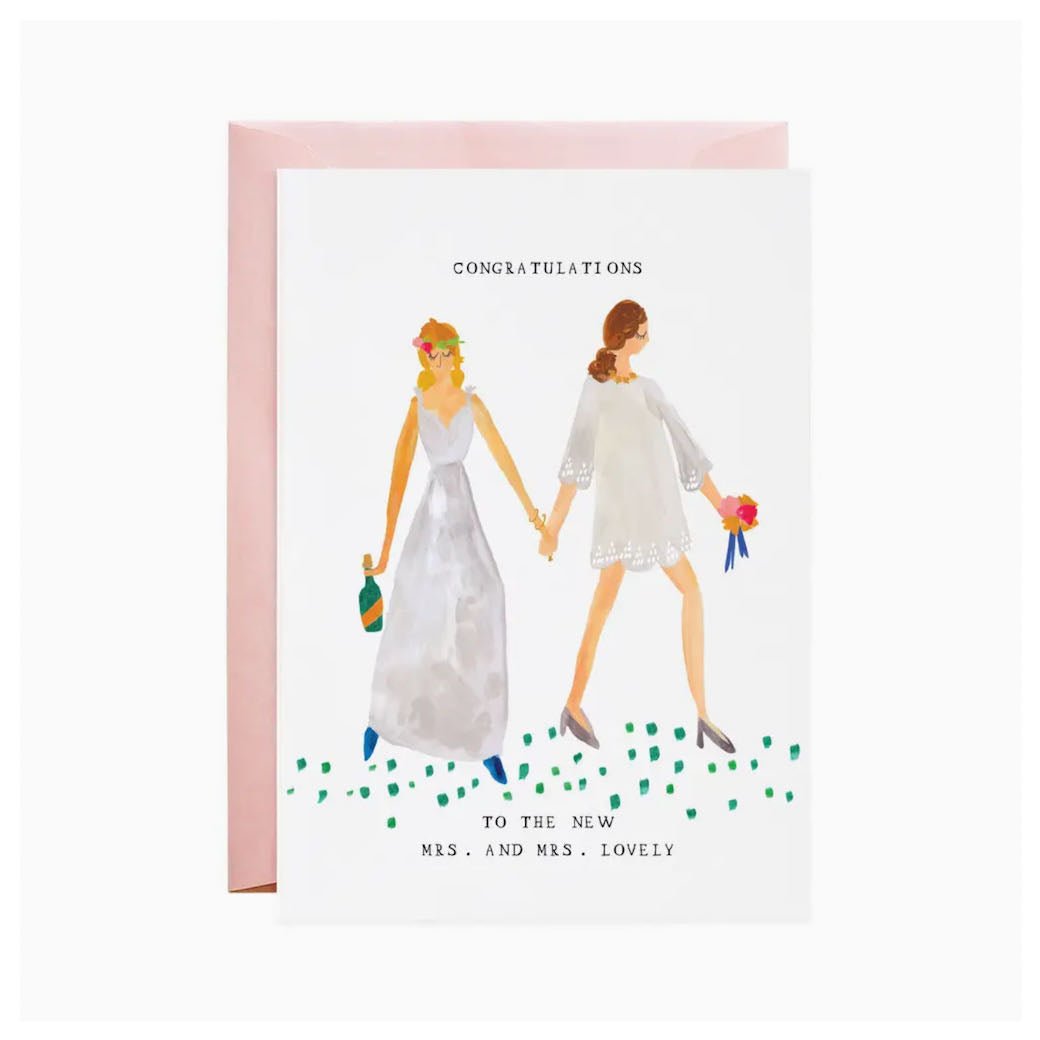 Wedding Card Congratulations to the New Mrs. and Mrs. Wonderful - Marmalade Mercantile