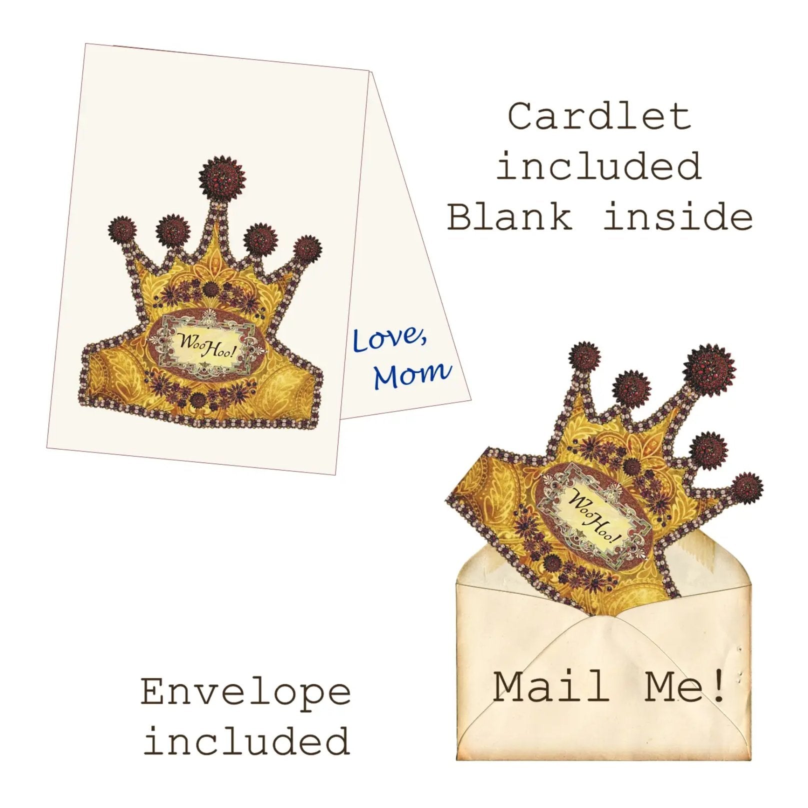 WOO HOO! Mailable Wearable Paper Tiara Greeting Card - Marmalade Mercantile