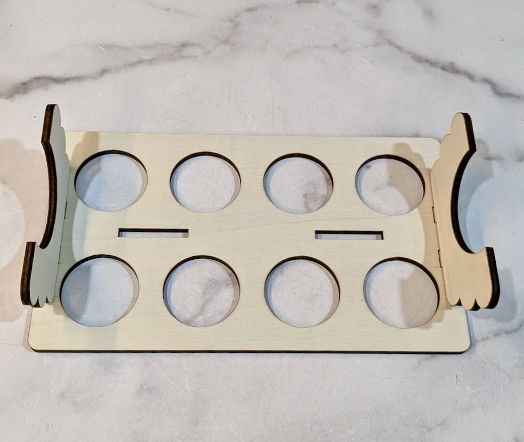 Wooden Eight-Egg Holder with Chickens - Marmalade Mercantile