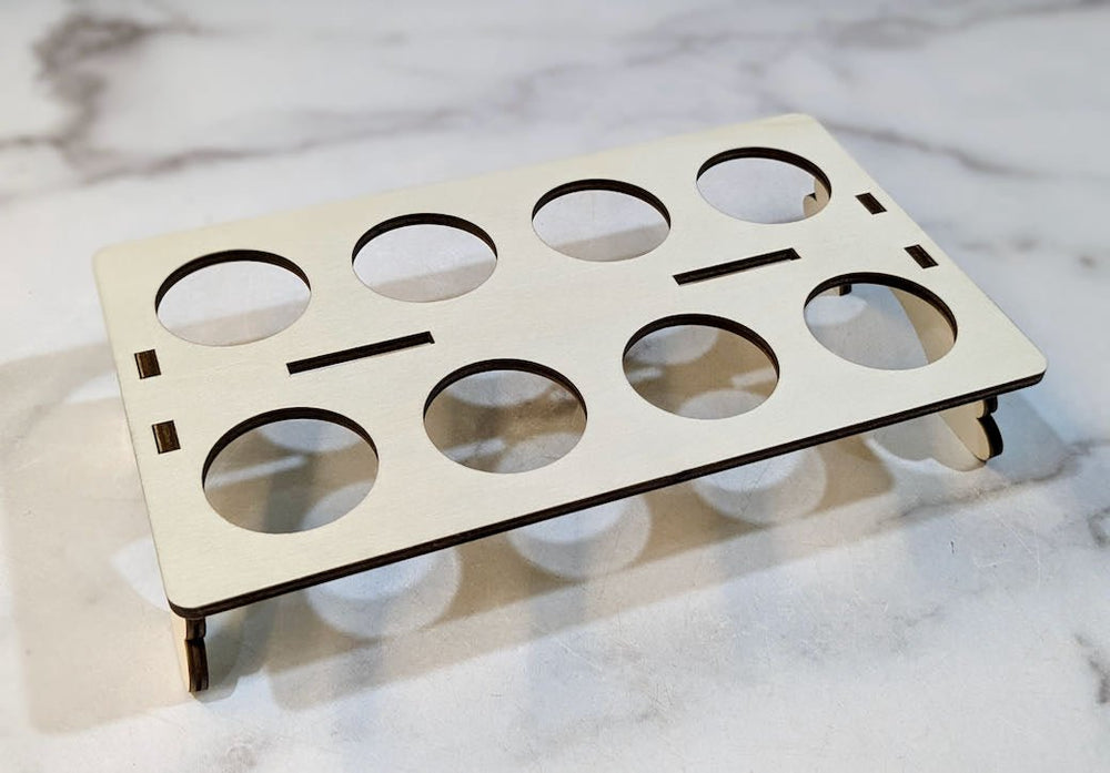 Wooden Eight-Egg Holder with Chickens