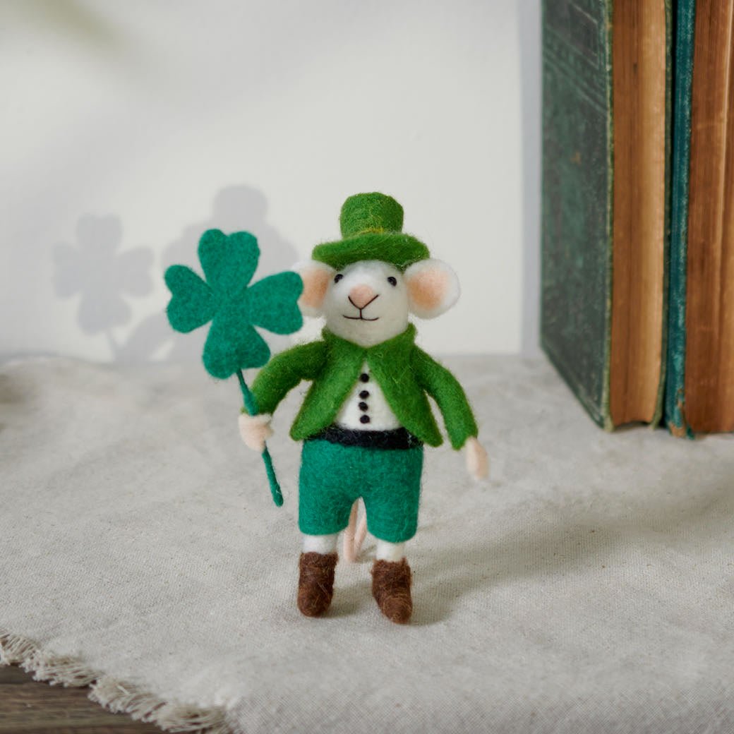 Wool Felt St. Patrick’s Day Leprechaun Mouse Critter - Marmalade Mercantile