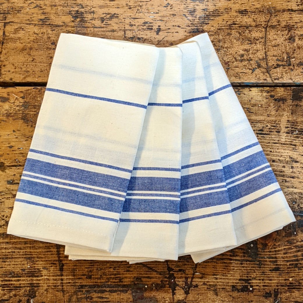 Woven Farmhouse Stripe Cotton Napkins Blue & Off-White - Marmalade Mercantile